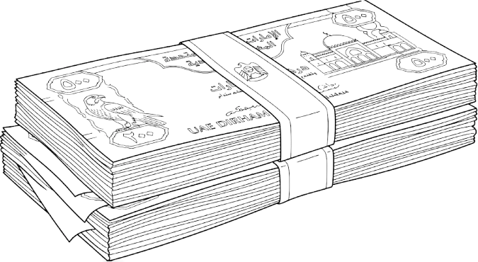 UAE Dirhams Stack Sketch